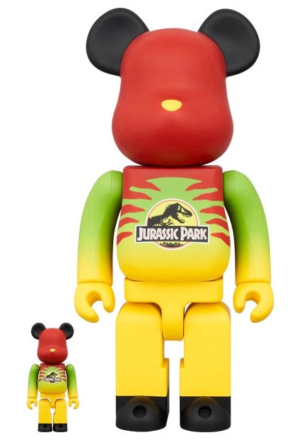 BE@RBRICK JURASSIC PARK GREEN 100％ 400％ MEDICOM TOY BE@RBRICK JURASSIC PARK GREEN & YELLOW Ver. 100