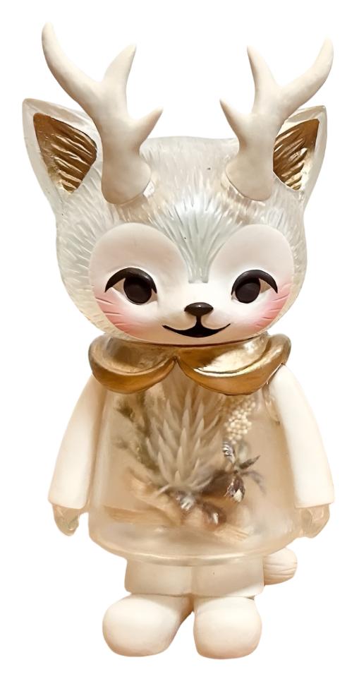 Morris the Cat with Antlers Sofubi (White/Gold Edition) – 3DRetro