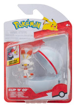 Load image into Gallery viewer, Pokémon Clip 'N' Go 2-Inch Battle Figure and PokéBall Accessory - Scorbunny
