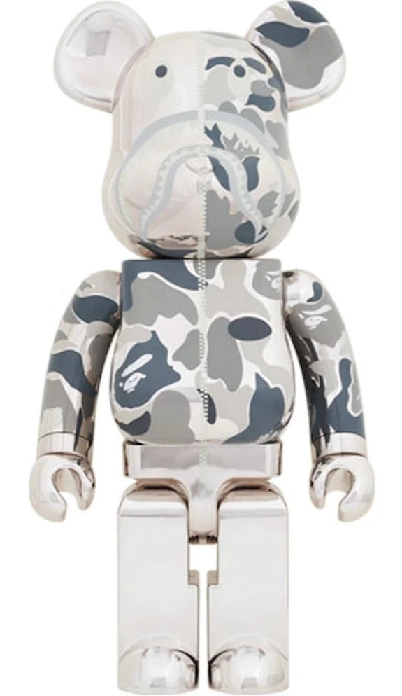 BE@RBRICK x BAPE CAMO SHARK SILVER 1000%