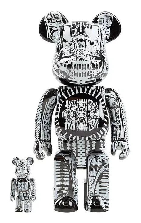 BE@RBRICK H.R. Giger Black Chrome 100% & 400%