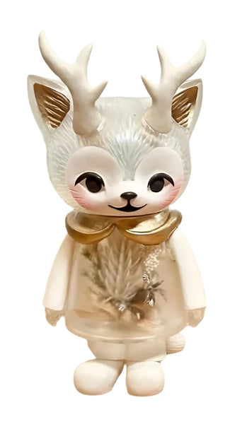 Morris the Cat with Antlers Sofubi (White Botanical Edition) – 3DRetro
