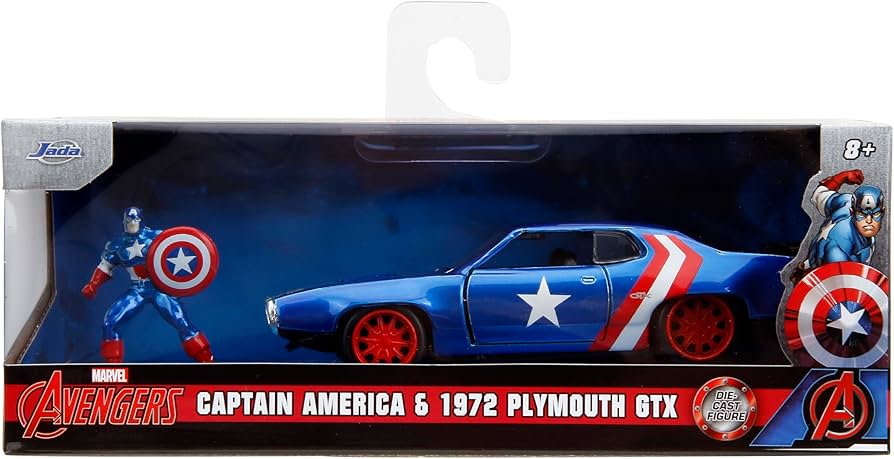 Jada Toys Marvel's Avengers Captain America & 1972 Plymouth GTX