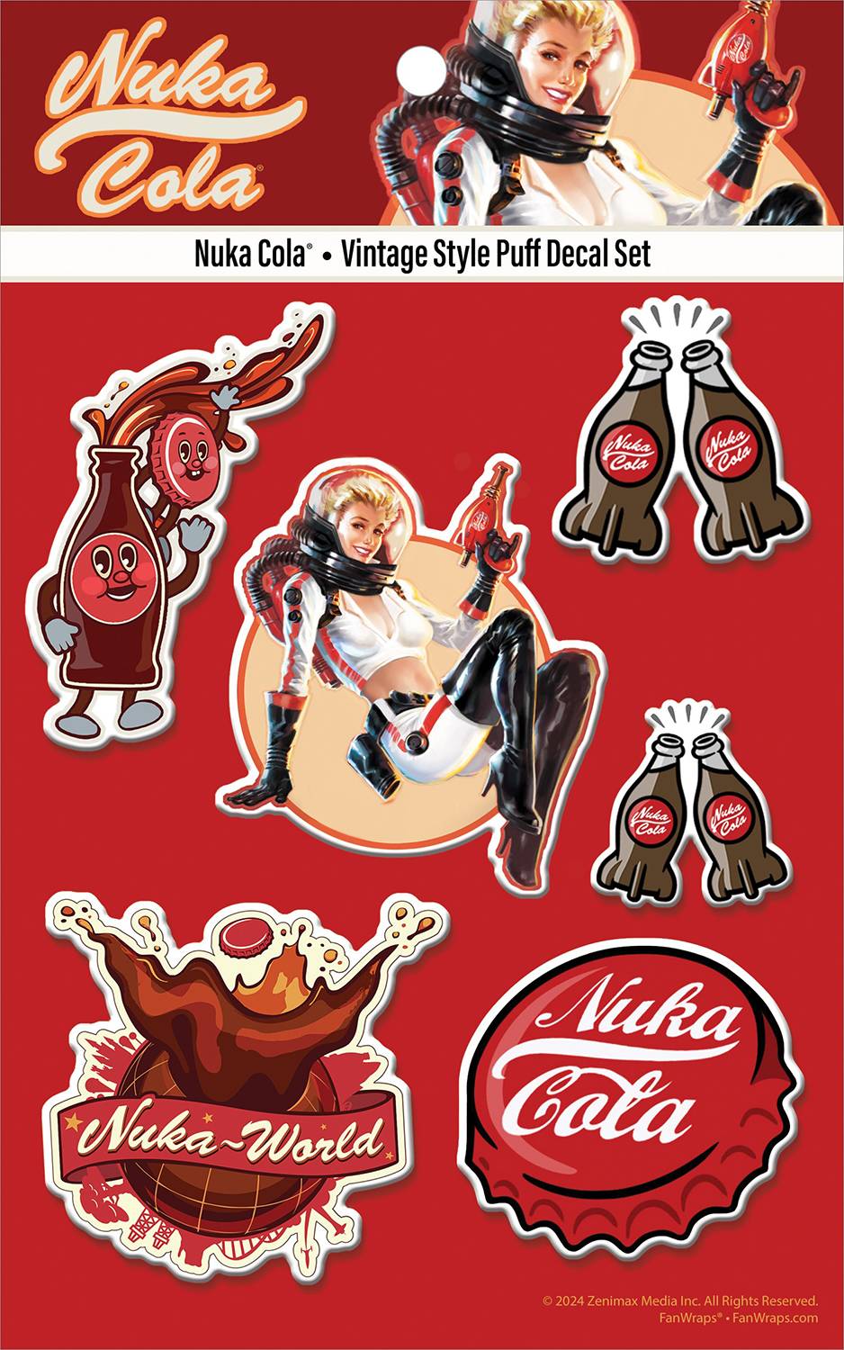 Fallout Nuka Cola Vintage Style Puffy Decals (5x8 sheet)