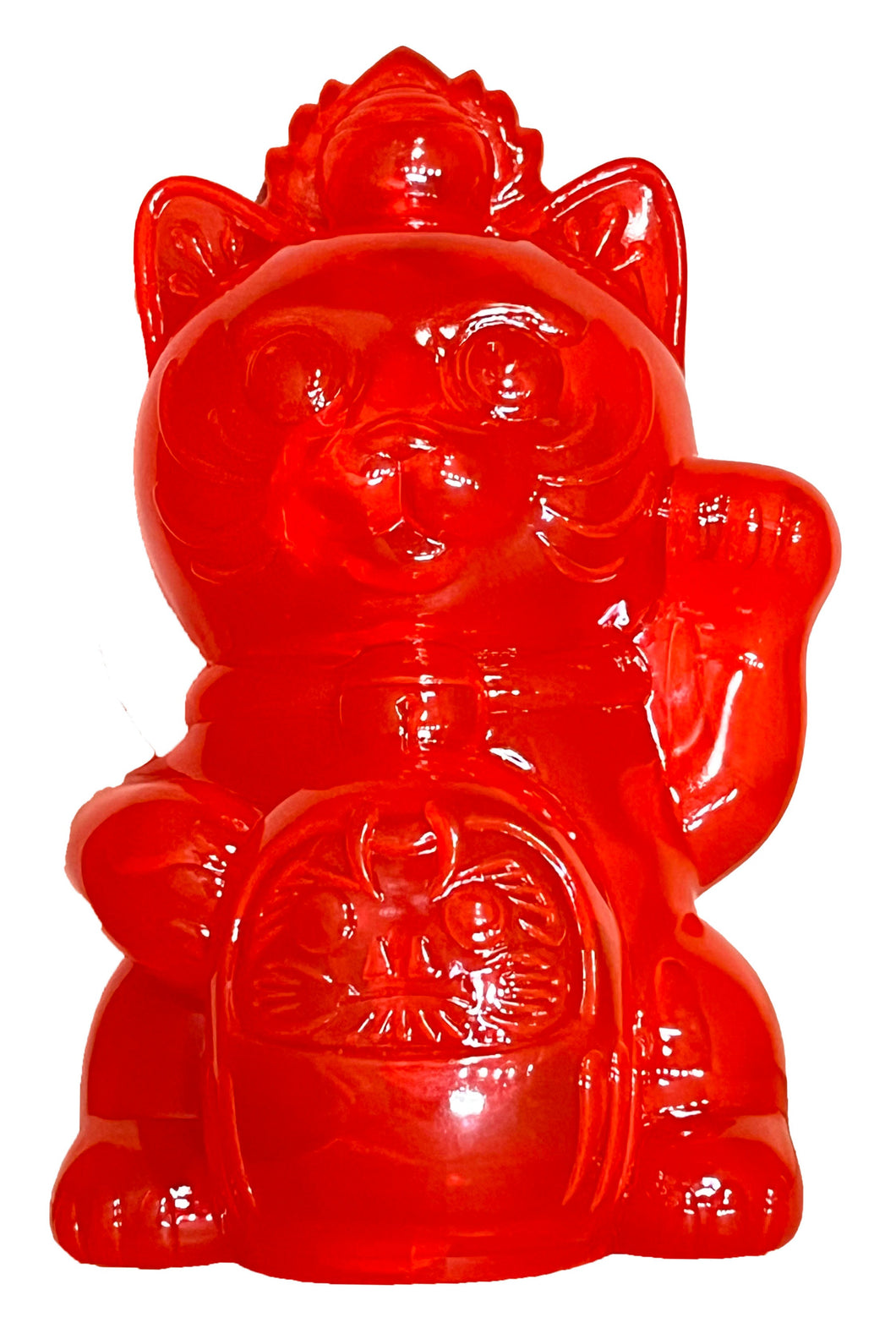 Lucky Cat with Daruma Sofubi - Red