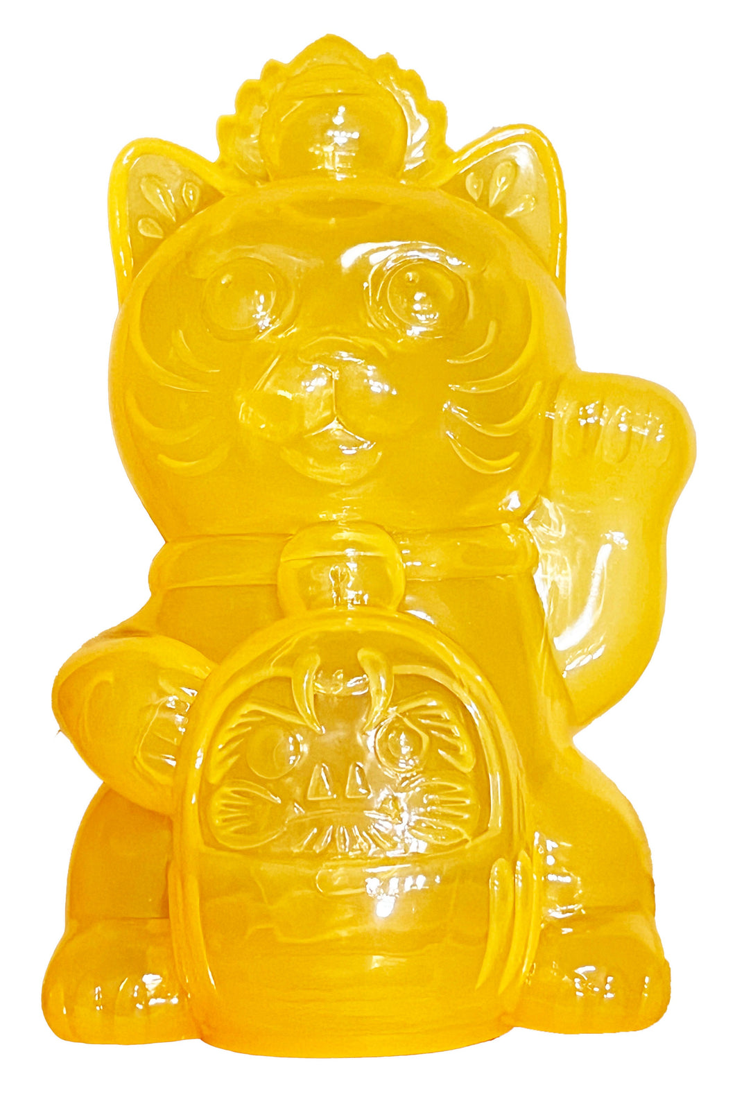 Lucky Cat with Daruma Sofubi - Yellow