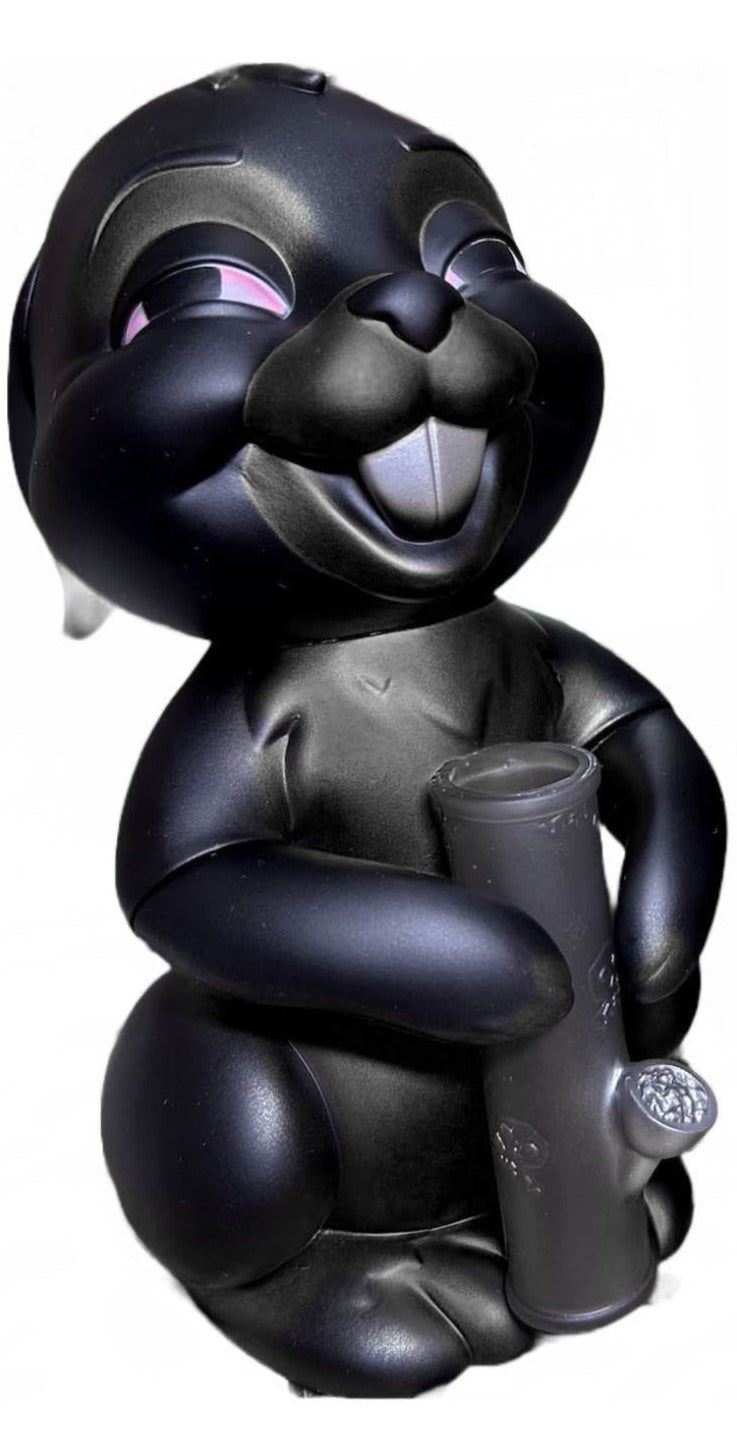 Blackbook Toys x Frank Kozik Bong Bunny Sofubi Figure (Matte Black Colorway)