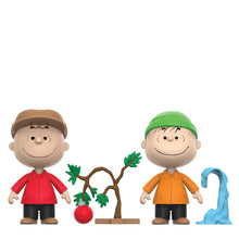 Load image into Gallery viewer, Super7 Peanuts ReAction Figure Holiday 2 Pack - Charlie Brown with Sad Christmas Tree and Linus
