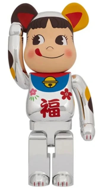 BE@RBRICK Manekineko Peko Chan Good Luck Silver Plated 1000%