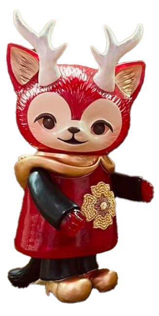 Morris the Cat with Antlers Sofubi (Red ToyToyToy Edition)